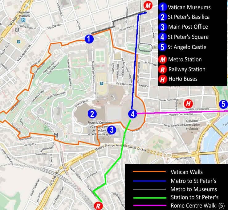 sisäänkäynti Vatikaanin museo kartta